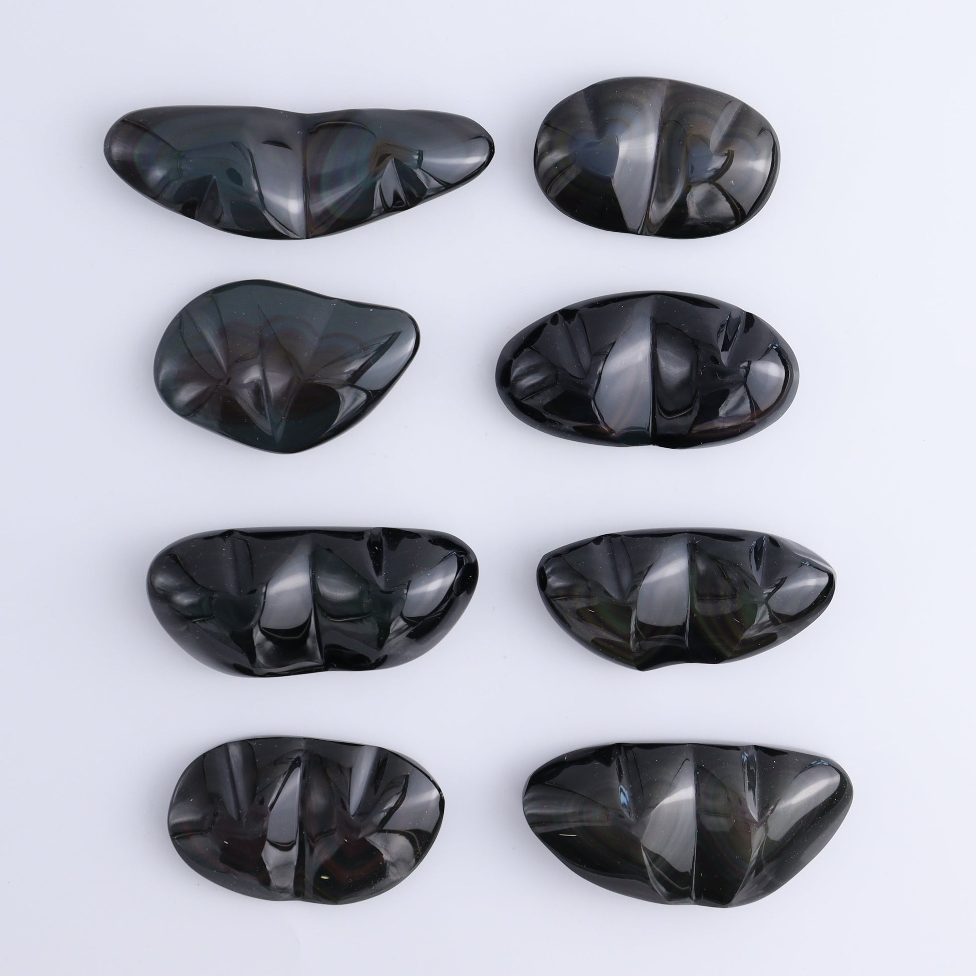 Rainbow Obsidian Heart Pairs Set of 8 - Expert Wholesale and Supplier of Wholesale Crystals & Bulk Gemstones, ["Hearts","Mexico","Rainbow Obsidian"]