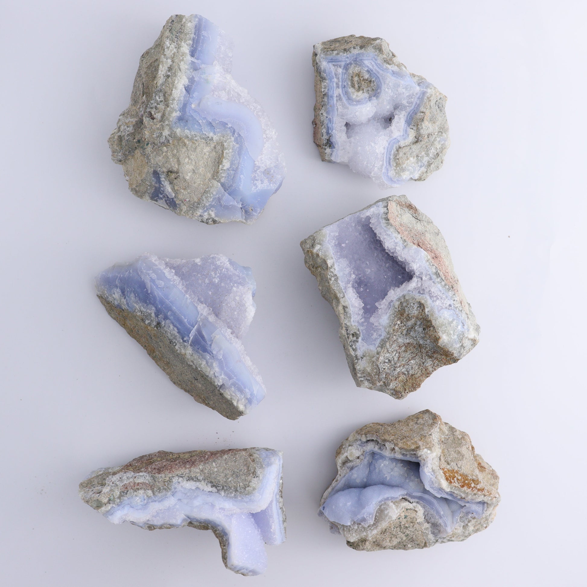 Blue Lace Agate Freeforms Set of 6 - Expert Wholesale and Supplier of Wholesale Crystals & Bulk Gemstones, ["Agate","Blue Lace Agate"]
