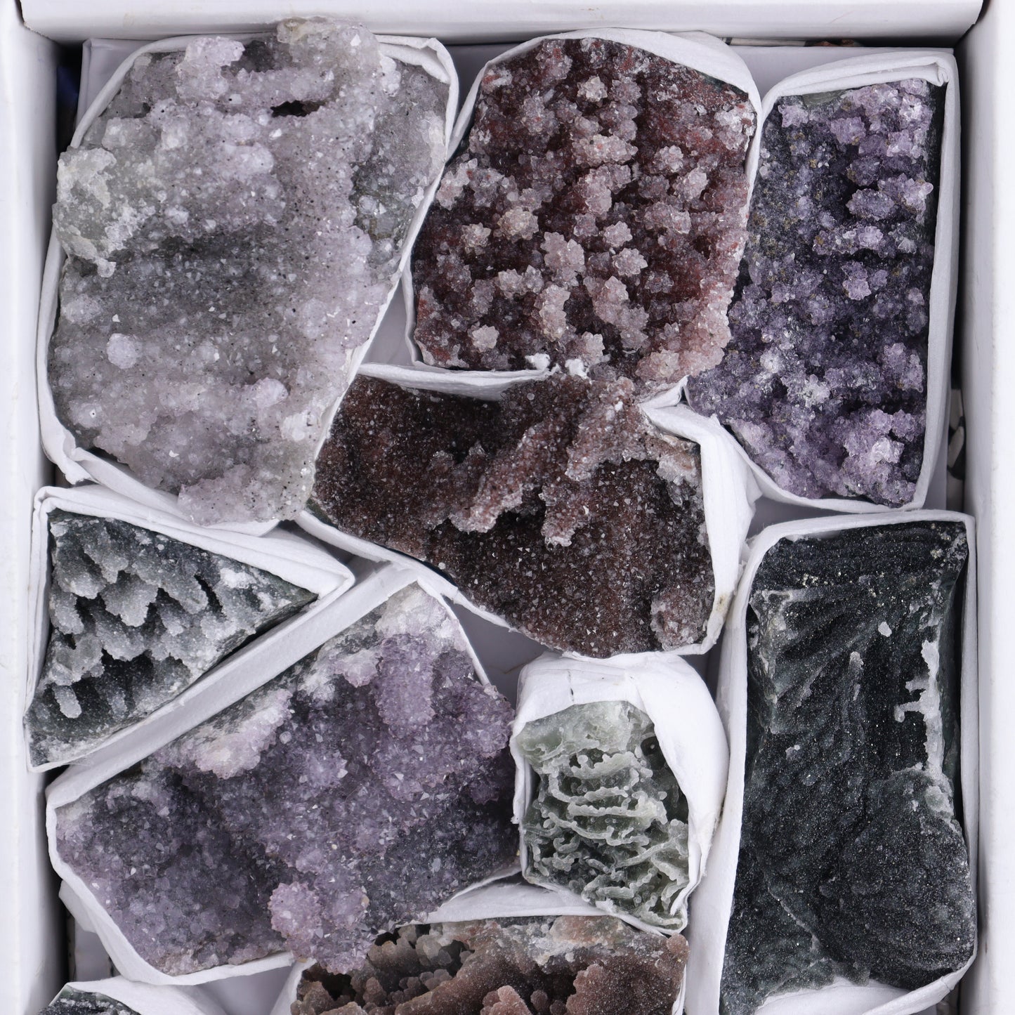 Uruguay Amethyst Clusters with Formations Flat of 13 - Expert Wholesale and Supplier of Wholesale Crystals & Bulk Gemstones, ["Amethyst","Clusters","Formations","Uruguay"]