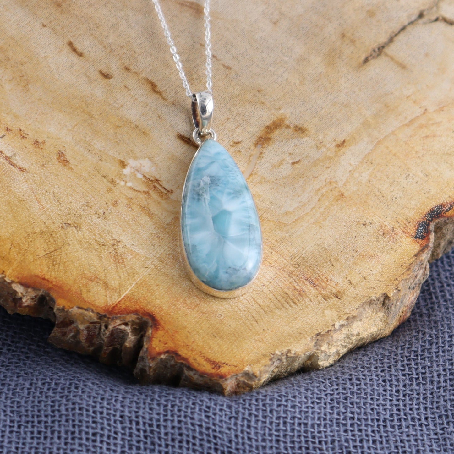 One Larimar Sterling Silver Pendant (chain not included) - Expert Wholesale and Supplier of Wholesale Crystals & Bulk Gemstones, ["Larimar","Pendant","sterling silver"]