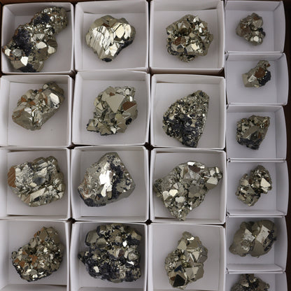 Octahedral Pyrite Clusters Set of 22 - Expert Wholesale and Supplier of Wholesale Crystals & Bulk Gemstones, ["Clusters","Octahedral Pyrite","Peru","Pyrite"]