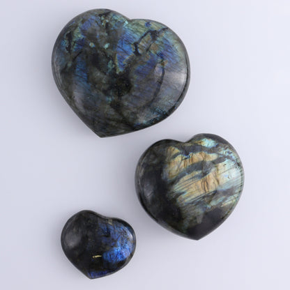 Labradorite Hearts Set of 3 - Expert Wholesale and Supplier of Wholesale Crystals & Bulk Gemstones, ["Hearts","Labradorite","Madagascar"]