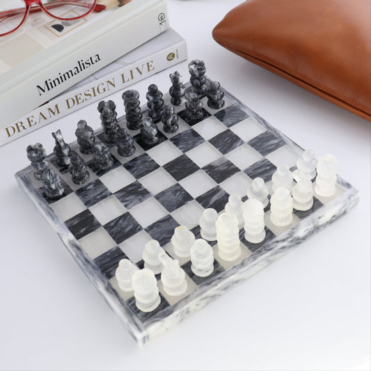 Small Onyx and Marble Chess Set (Gray) - Expert Wholesale and Supplier of Wholesale Crystals & Bulk Gemstones, ["Black Marble","Catalog Onyx","Marble","onyx"]