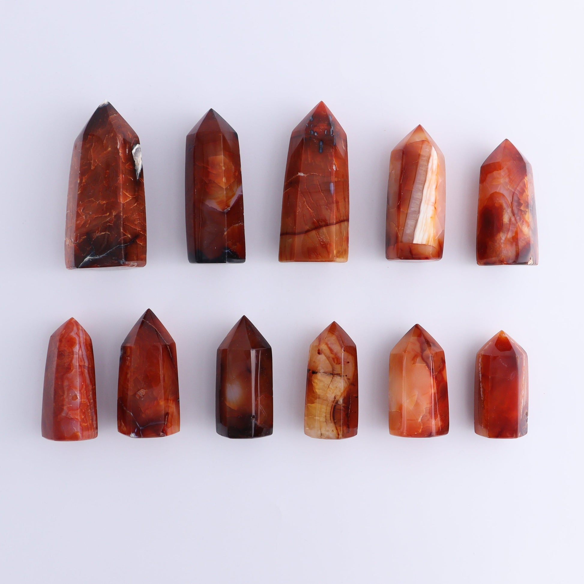 Carnelian Towers Set of 11 - Expert Wholesale and Supplier of Wholesale Crystals & Bulk Gemstones, ["carnelian","Madagascar","Towers"]