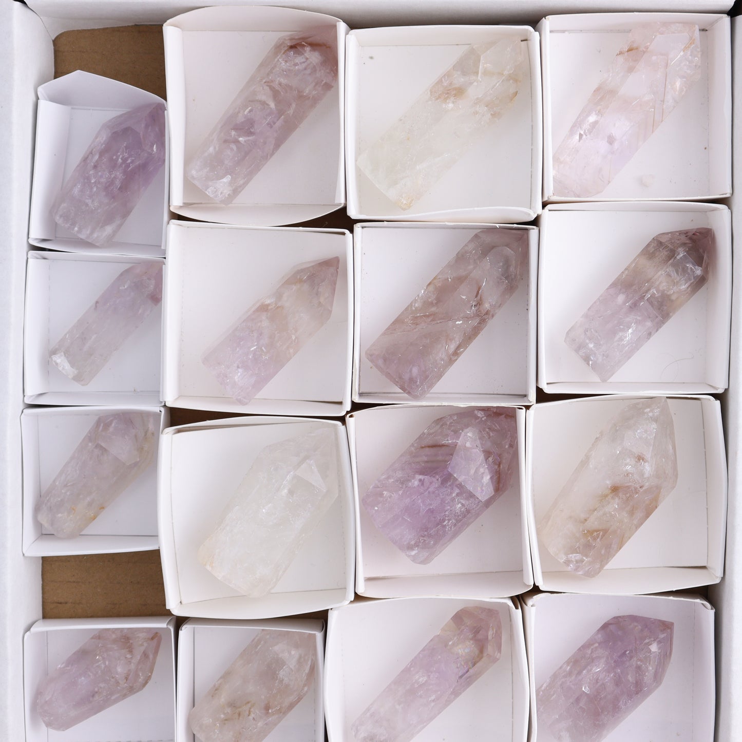 Powellite Amethyst UV Reactive Towers Set of 20 - Expert Wholesale and Supplier of Wholesale Crystals & Bulk Gemstones, ["Amethyst","Powellite"]