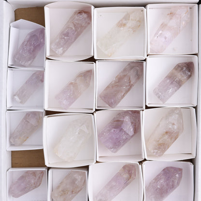 Powellite Amethyst UV Reactive Towers Set of 20 - Expert Wholesale and Supplier of Wholesale Crystals & Bulk Gemstones, ["Amethyst","Powellite"]