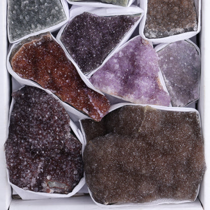 Uruguay Rainbow Amethyst Clusters Flat of 12