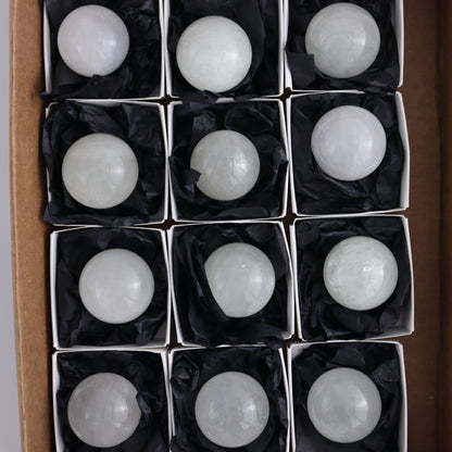 Optical Calcite Spheres Set of 12 - Expert Wholesale and Supplier of Wholesale Crystals & Bulk Gemstones, ["Calcite","Mexico","Optical Calcite","Spheres"]