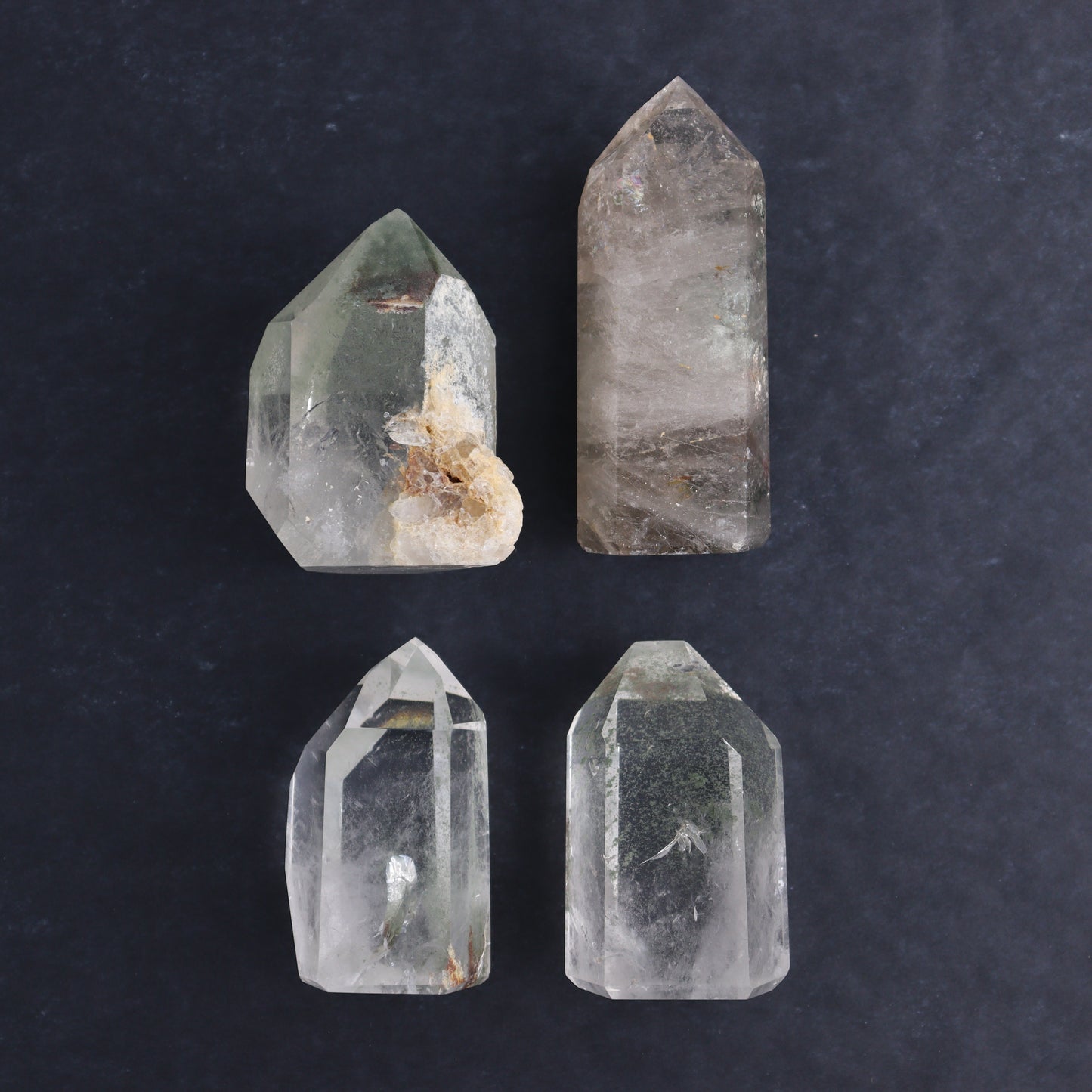 Garden Quartz Towers Set of 4 - Expert Wholesale and Supplier of Wholesale Crystals & Bulk Gemstones, ["Brazil","Garden Quartz","Quartz","Towers"]