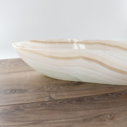 Mexican Onyx/Calcite Canoe Bowl 40"