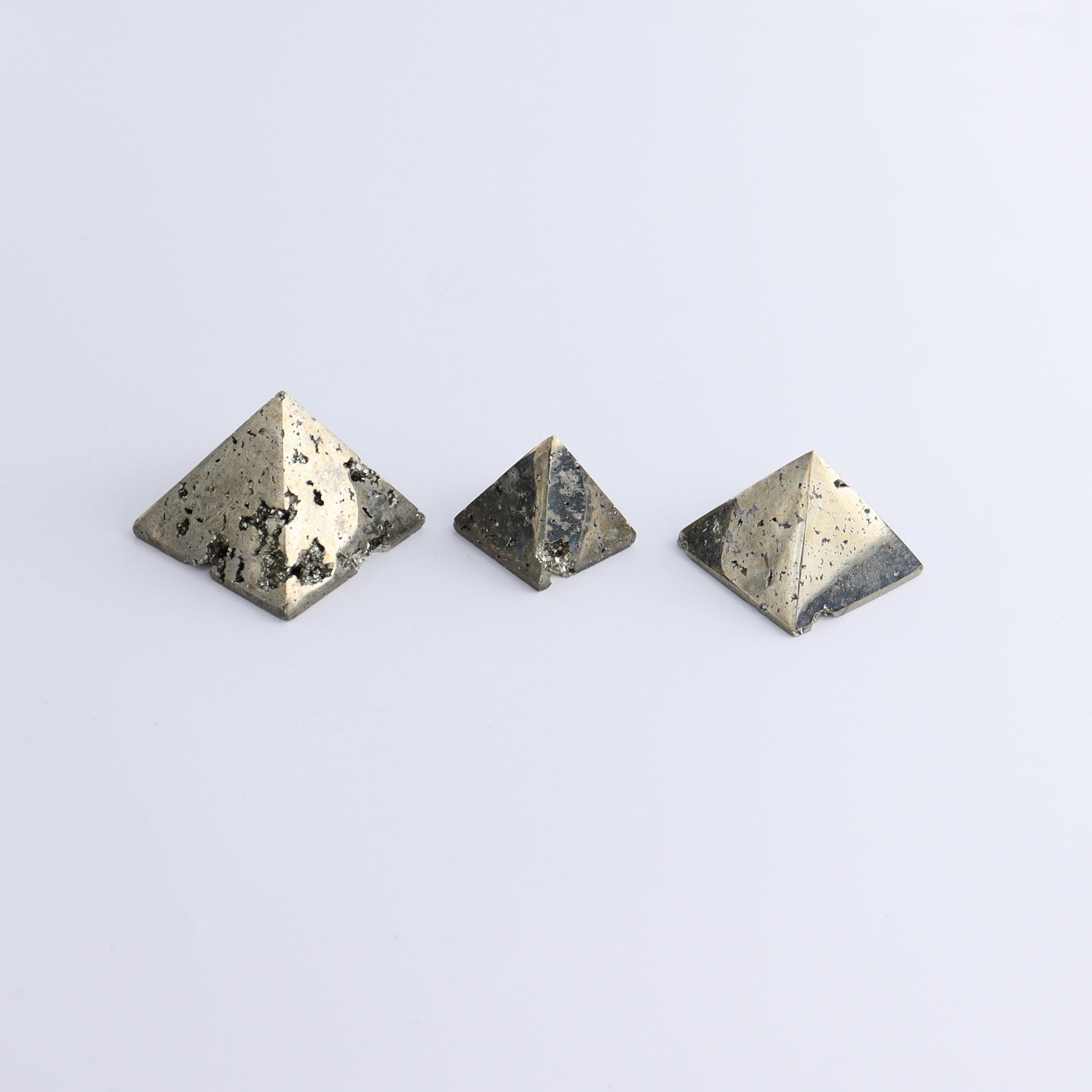 Pyrite Pyramids Set of 9 - Expert Wholesale and Supplier of Wholesale Crystals & Bulk Gemstones, ["Pyramids","Pyrite"]