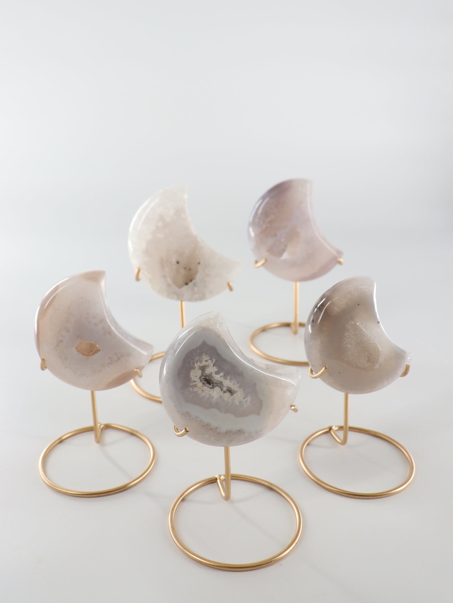 Agate Moons with Stands Set of 5 - Expert Wholesale and Supplier of Wholesale Crystals & Bulk Gemstones, []