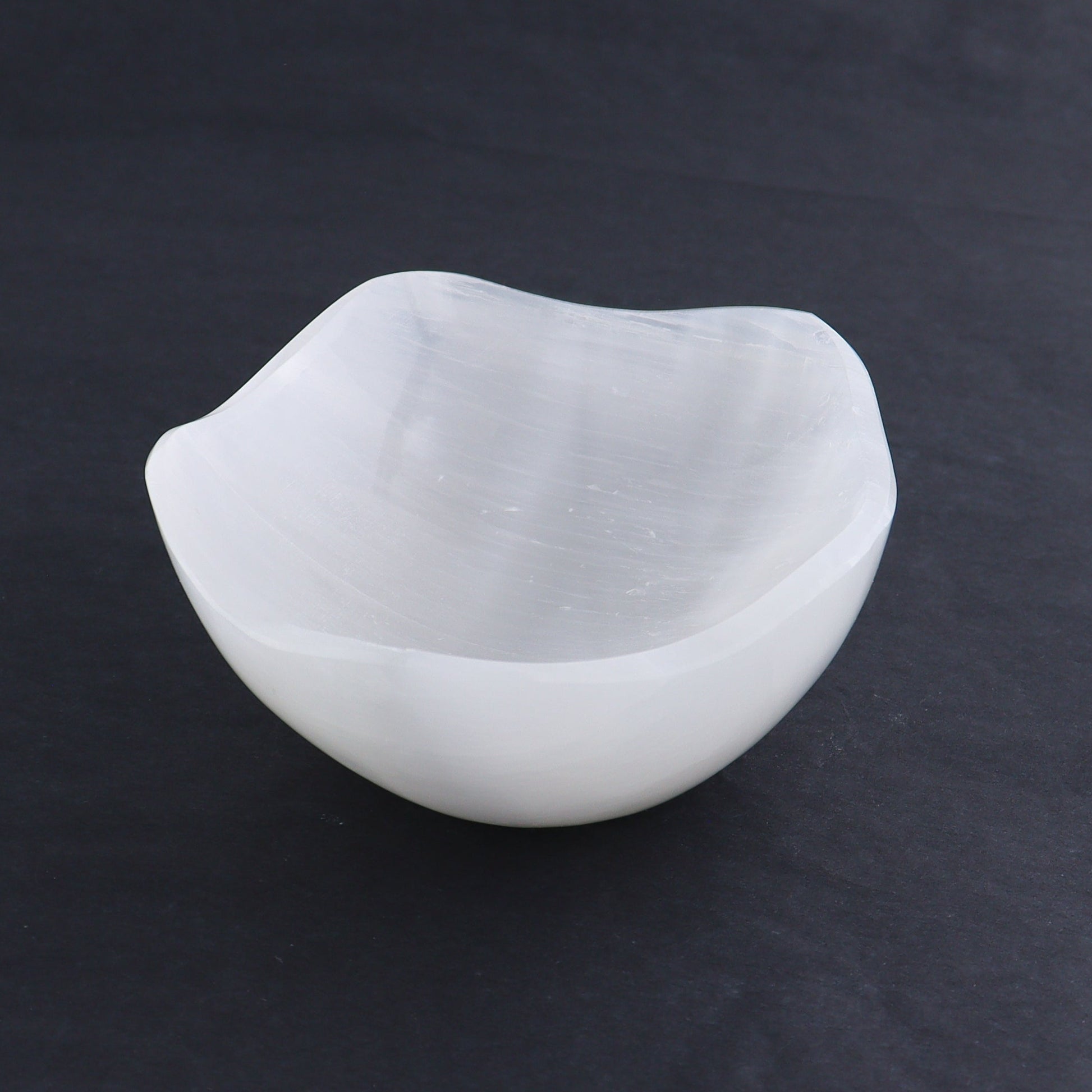 One Selenite (Satin Spar) Wavy Bowl 12 cm - Expert Wholesale and Supplier of Wholesale Crystals & Bulk Gemstones, ["Bowls","Freeform","Freeforms","Morocco","Selenite"]