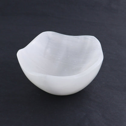 One Selenite (Satin Spar) Wavy Bowl 12 cm - Expert Wholesale and Supplier of Wholesale Crystals & Bulk Gemstones, ["Bowls","Freeform","Freeforms","Morocco","Selenite"]