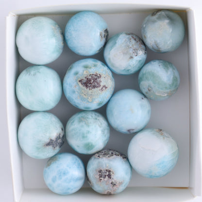 Larimar Spheres Set of 13 - Expert Wholesale and Supplier of Wholesale Crystals & Bulk Gemstones, ["Larimar","Spheres"]