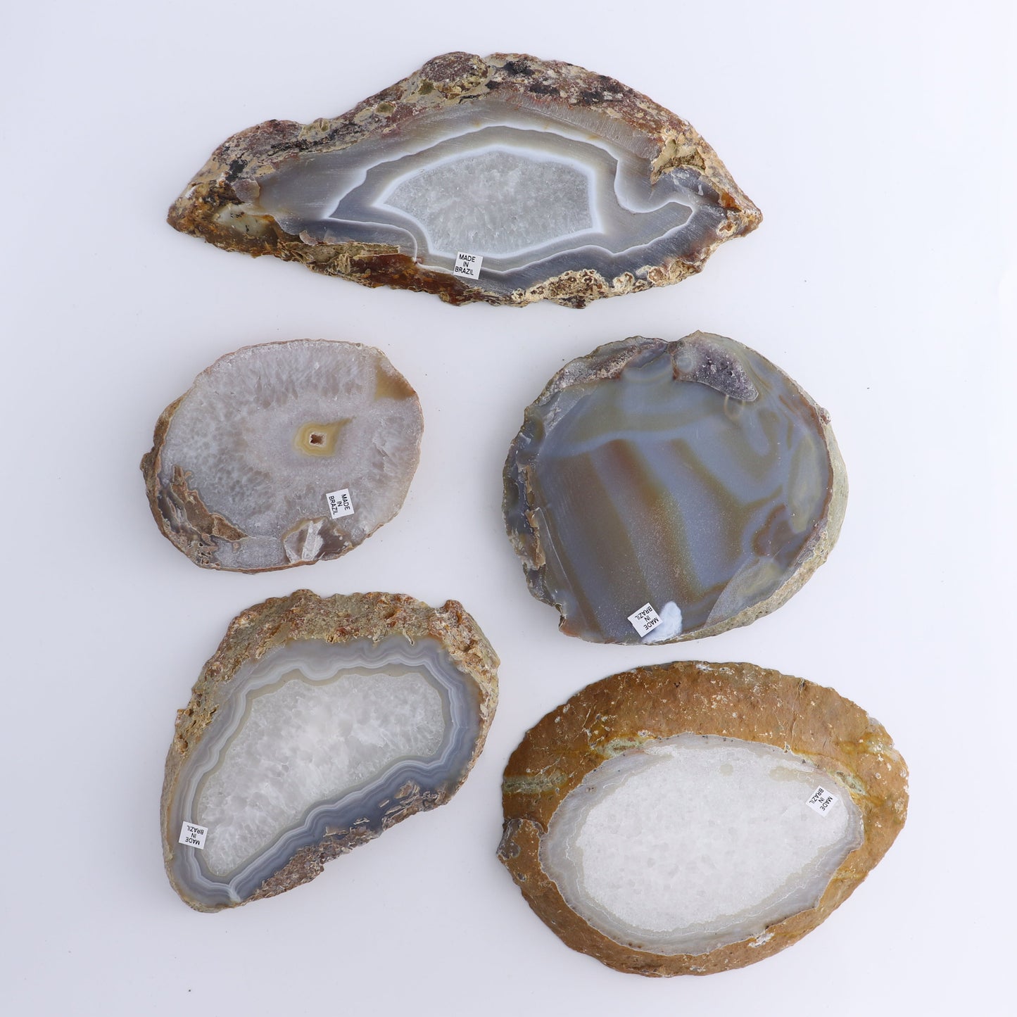 Agate Slices Set of 5 - Expert Wholesale and Supplier of Wholesale Crystals & Bulk Gemstones, ["Agate","Brazil","Slices and Slabs"]