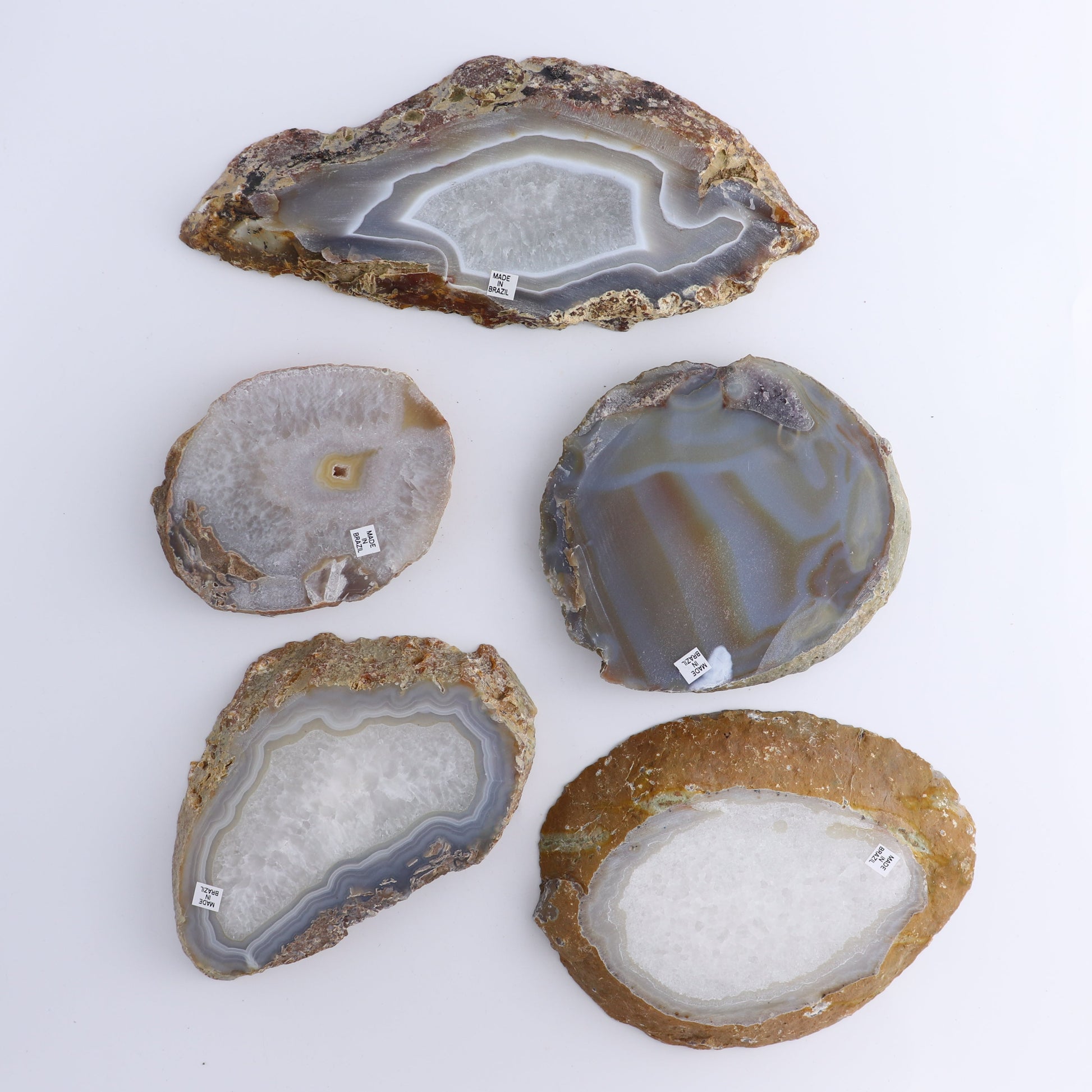 Agate Slices Set of 5 - Expert Wholesale and Supplier of Wholesale Crystals & Bulk Gemstones, ["Agate","Brazil","Slices and Slabs"]
