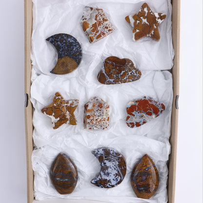 Brecciated Jasper Moons, Stars, Towers, Clouds, and Flames Set of 10 - Expert Wholesale and Supplier of Wholesale Crystals & Bulk Gemstones, ["Brecciated Jasper","Clouds","flames","Indonesia","moons","stars","Towers"]