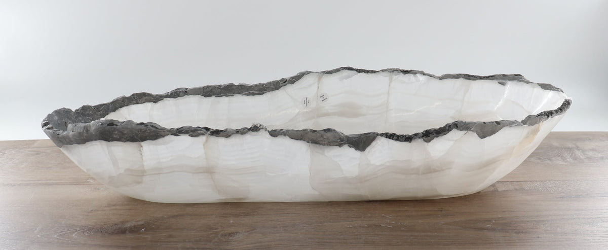 Mexican Onyx/Calcite Canoe Bowl 24"