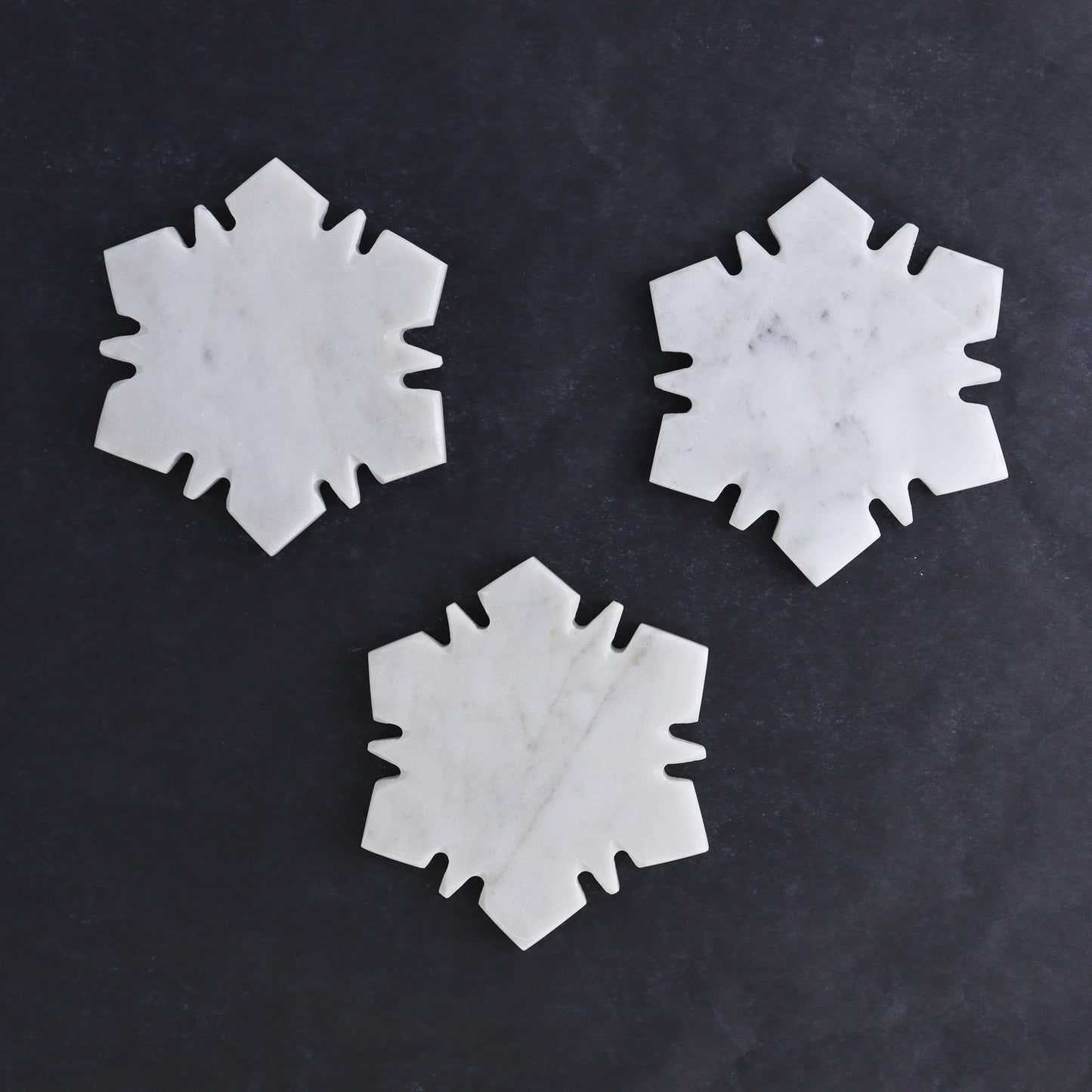 One White Marble Snowflake Coaster
