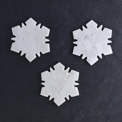 One White Marble Snowflake Coaster