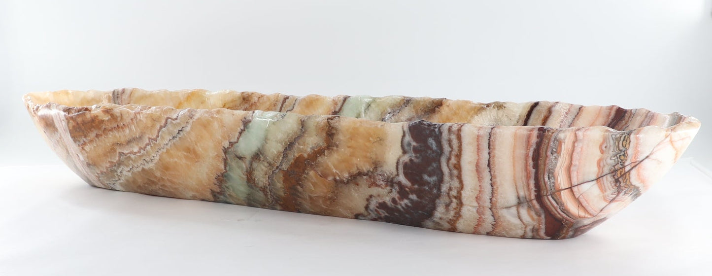 Mexican Onyx/Calcite Canoe Bowl 36"