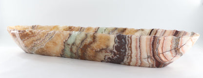 Mexican Onyx/Calcite Canoe Bowl 36"