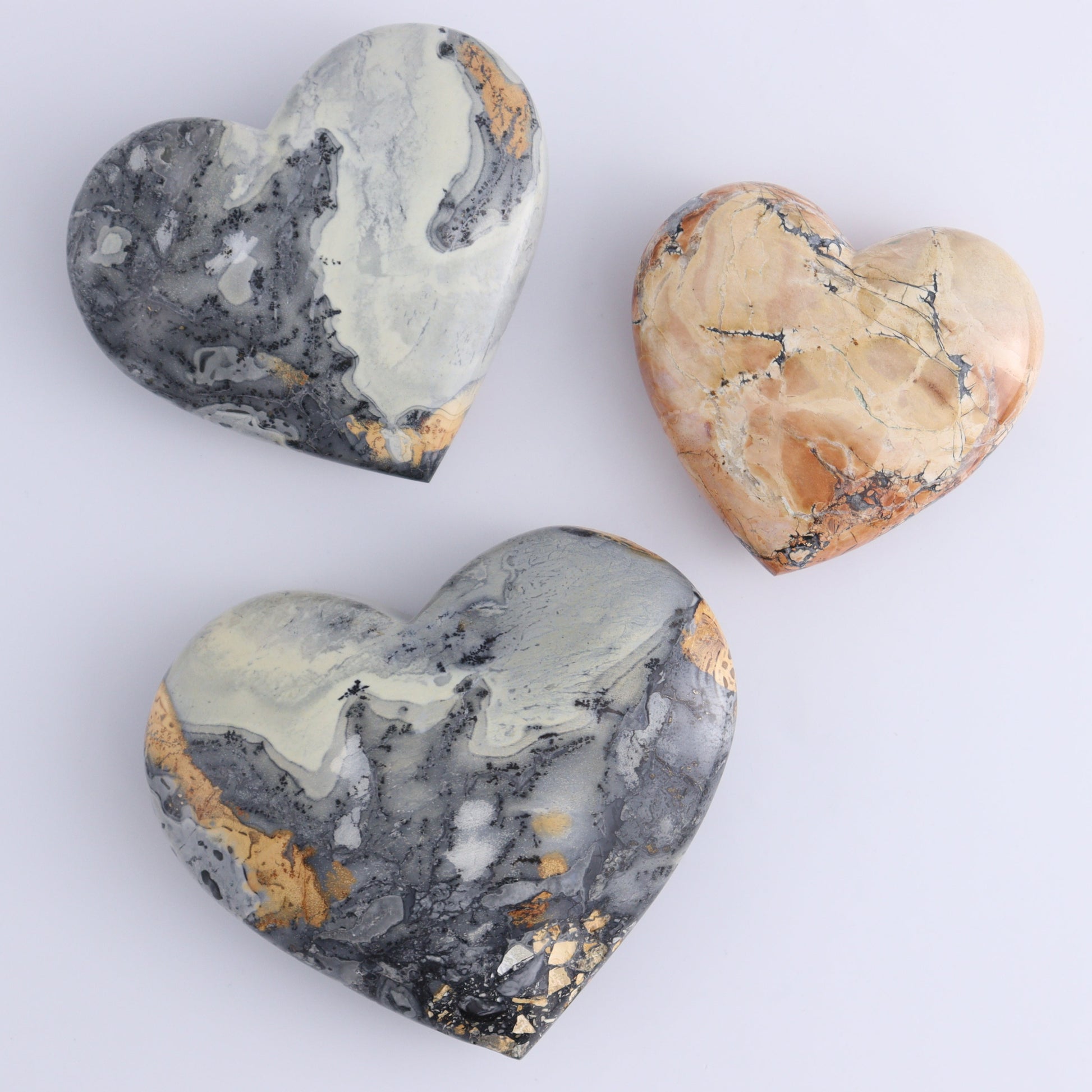 Maligano Jasper Mixed Carvings Set of 7 - Expert Wholesale and Supplier of Wholesale Crystals & Bulk Gemstones, ["Freeform","Freeforms","Hearts","Indonesia","Maligno Jasper","Towers"]