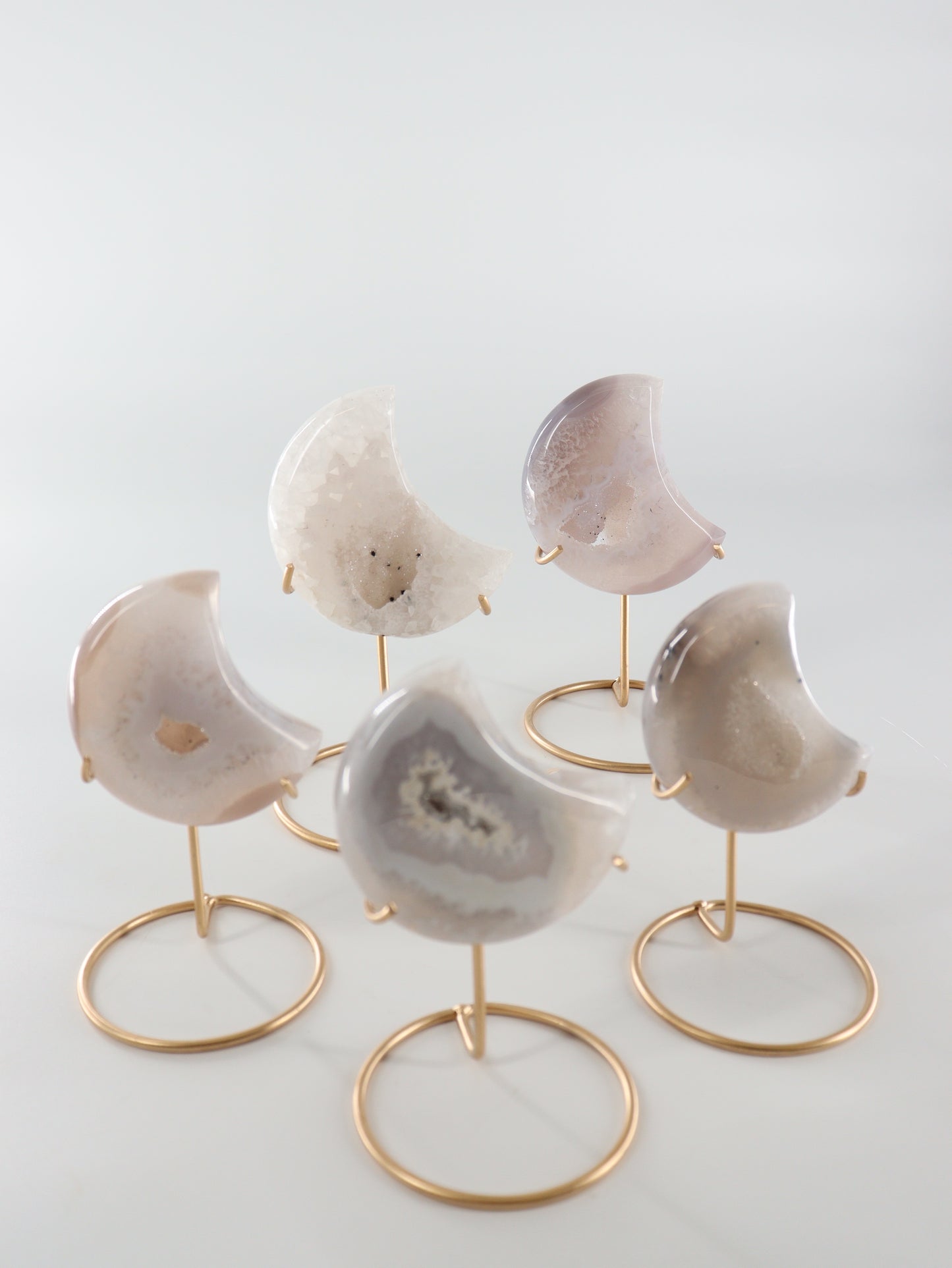 Agate Moons with Stands Set of 5 - Expert Wholesale and Supplier of Wholesale Crystals & Bulk Gemstones, []