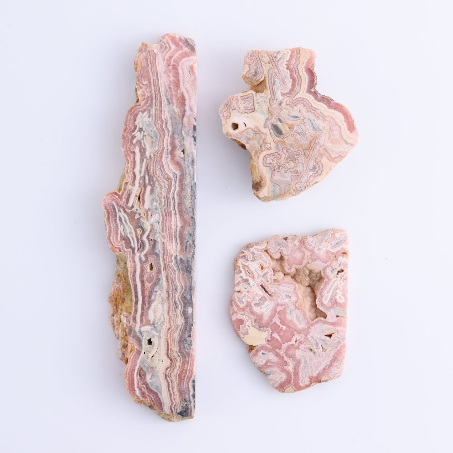 Rhodochrosite Slices Set of 3 - Expert Wholesale and Supplier of Wholesale Crystals & Bulk Gemstones, ["Argentina","Rhodochrosite","Slices and Slabs"]
