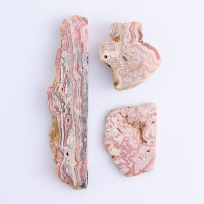 Rhodochrosite Slices Set of 3 - Expert Wholesale and Supplier of Wholesale Crystals & Bulk Gemstones, ["Argentina","Rhodochrosite","Slices and Slabs"]