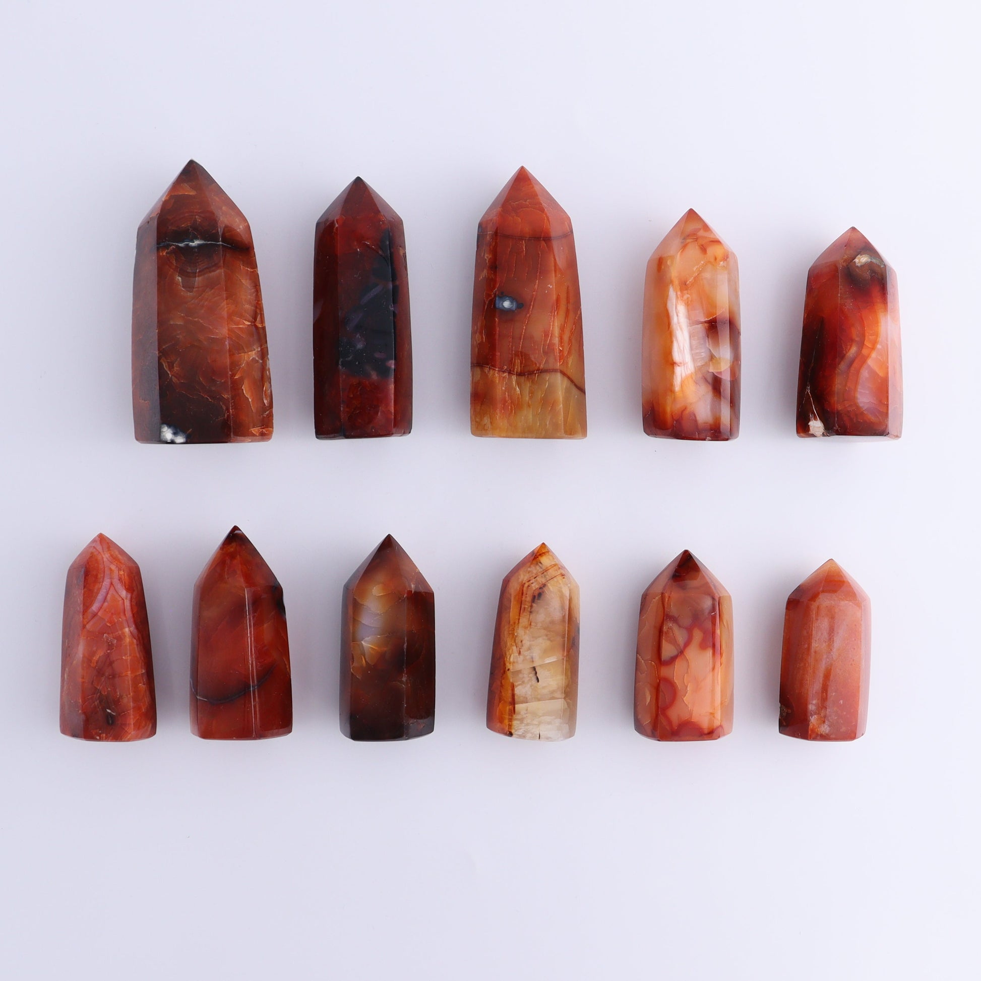 Carnelian Towers Set of 11 - Expert Wholesale and Supplier of Wholesale Crystals & Bulk Gemstones, ["carnelian","Madagascar","Towers"]