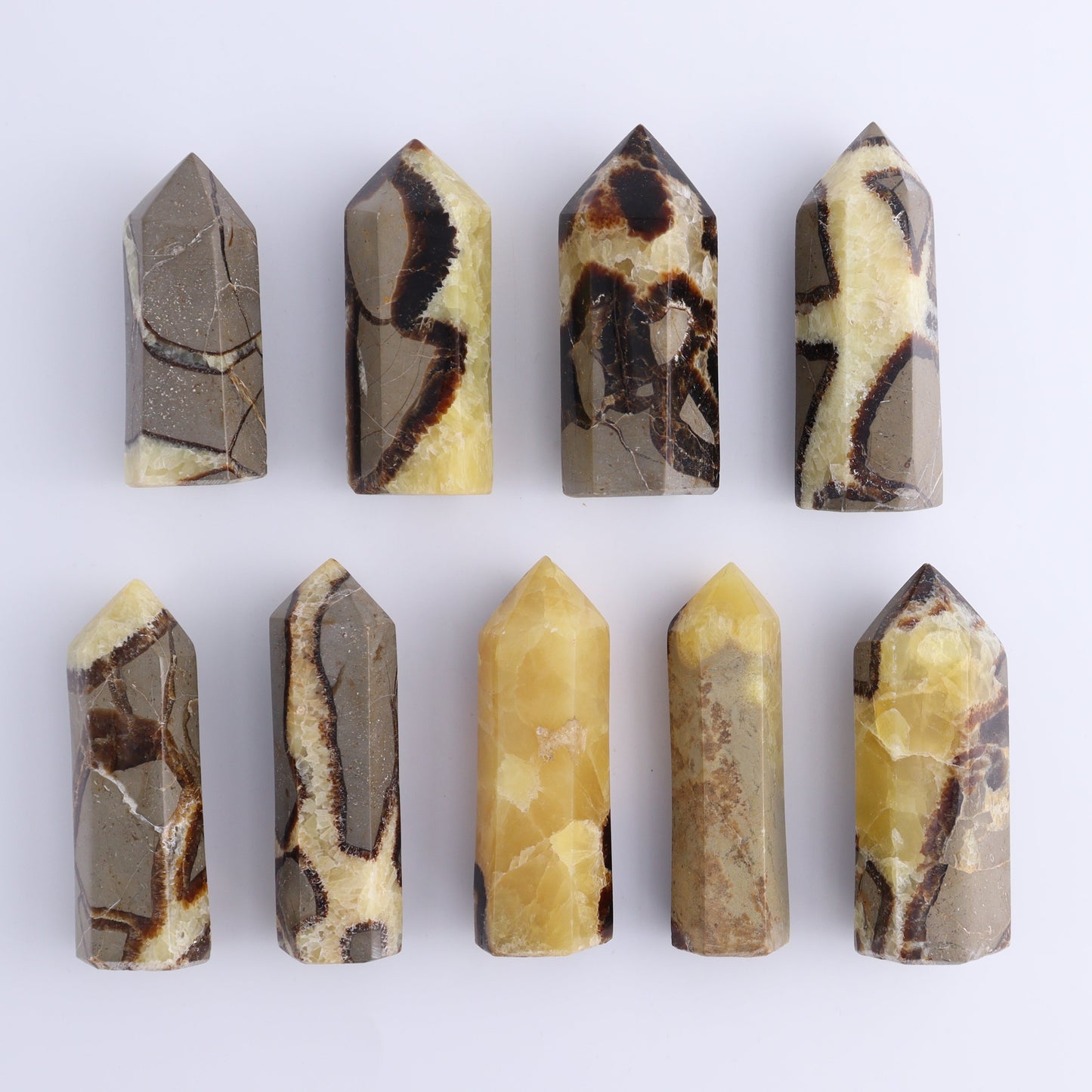 Septarian Towers Set of 9 - Expert Wholesale and Supplier of Wholesale Crystals & Bulk Gemstones, ["Madagascar","Septarian","Towers"]