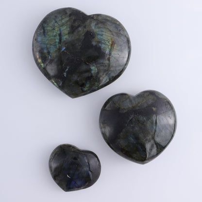 Labradorite Hearts Set of 3 - Expert Wholesale and Supplier of Wholesale Crystals & Bulk Gemstones, ["Hearts","Labradorite","Madagascar"]