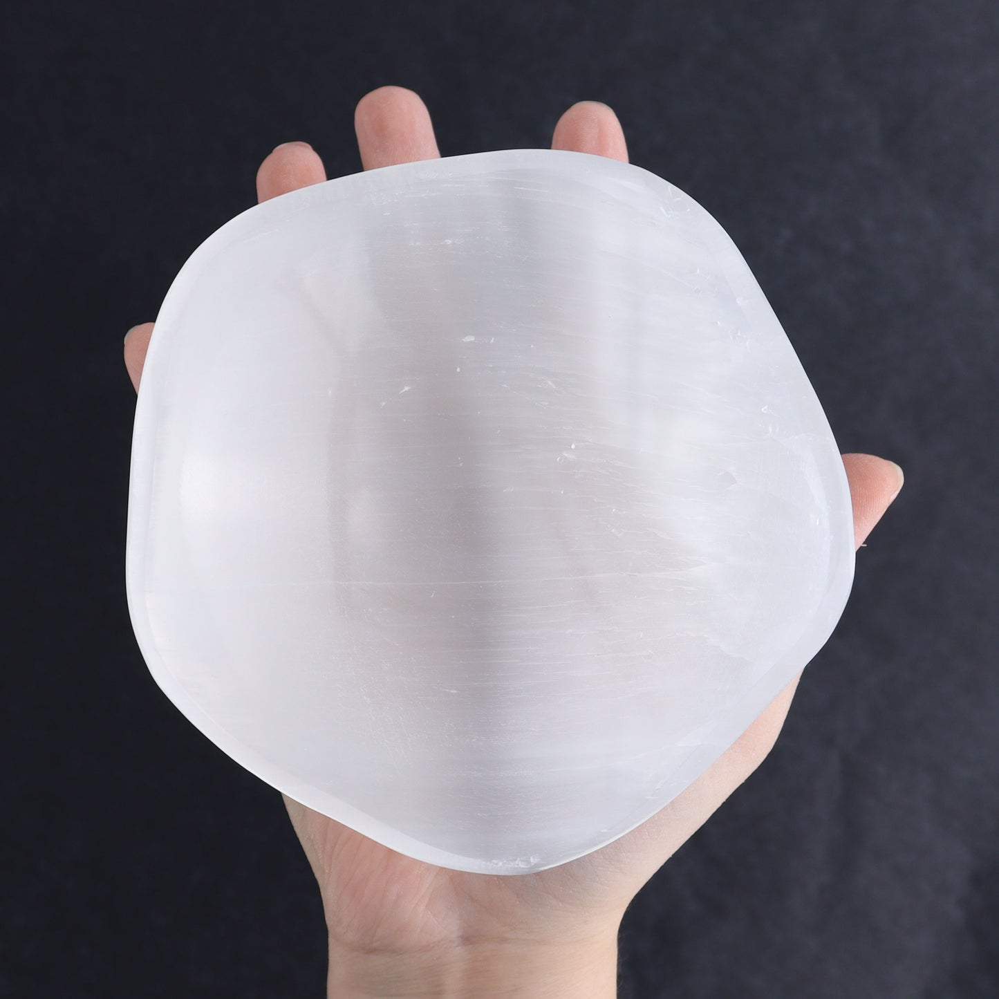 One Selenite (Satin Spar) Wavy Bowl 12 cm - Expert Wholesale and Supplier of Wholesale Crystals & Bulk Gemstones, ["Bowls","Freeform","Freeforms","Morocco","Selenite"]
