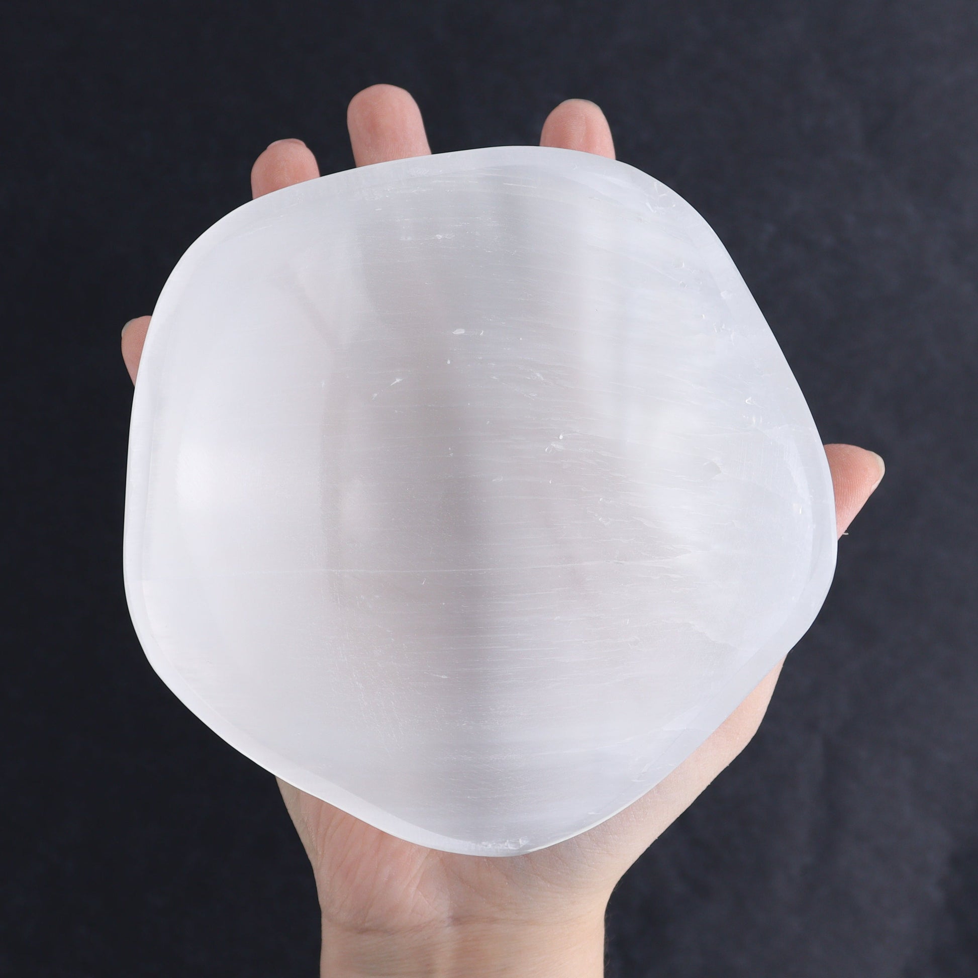One Selenite (Satin Spar) Wavy Bowl 12 cm - Expert Wholesale and Supplier of Wholesale Crystals & Bulk Gemstones, ["Bowls","Freeform","Freeforms","Morocco","Selenite"]