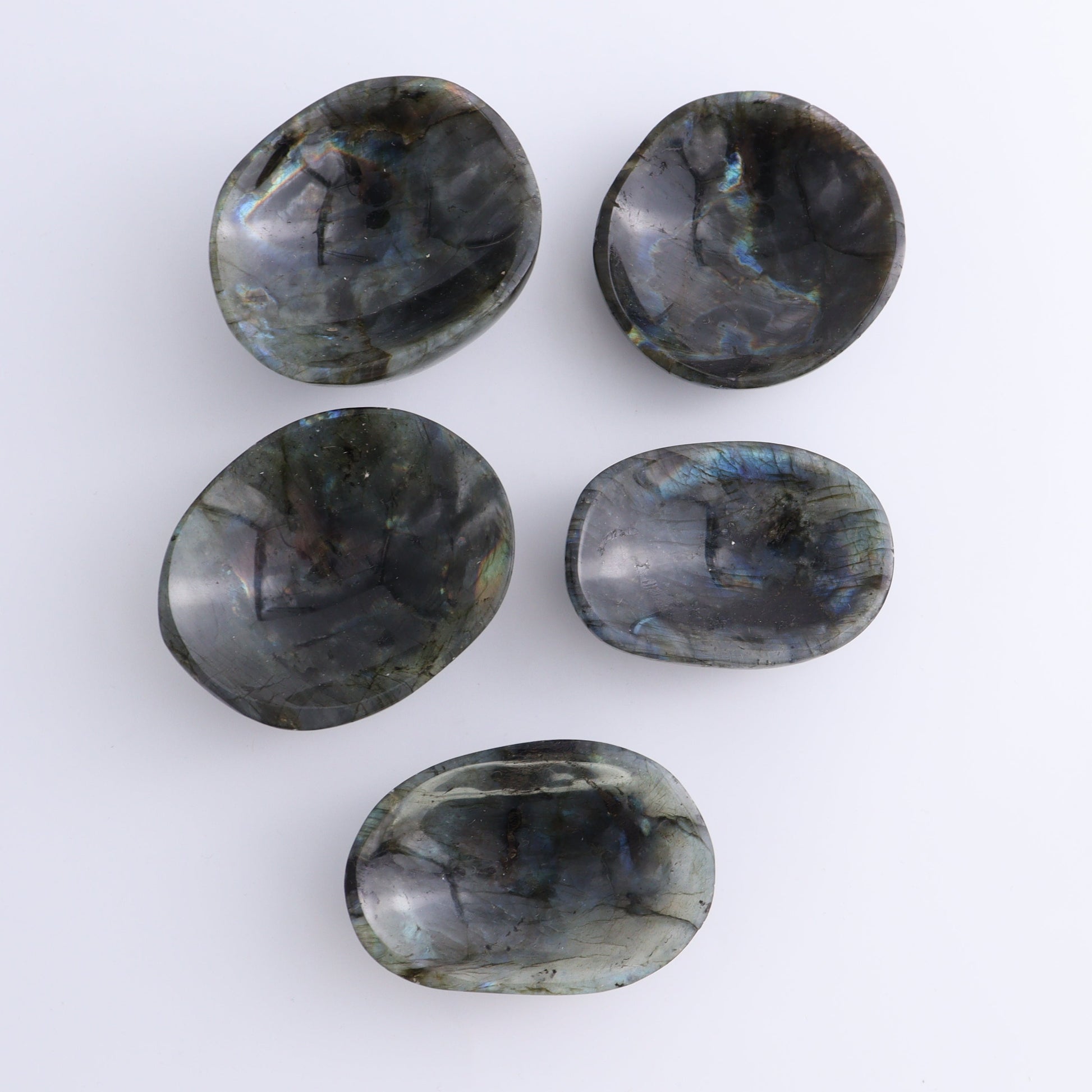 Labradorite Bowls Set of 10 - Expert Wholesale and Supplier of Wholesale Crystals & Bulk Gemstones, ["Bowls","Labradorite","Madagascar"]