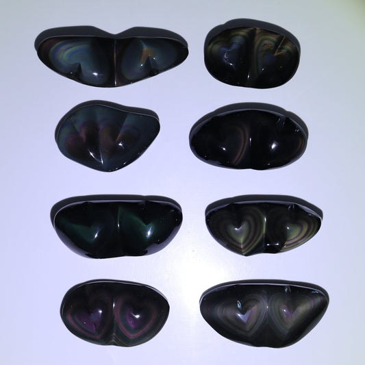 Rainbow Obsidian Heart Pairs Set of 8 - Expert Wholesale and Supplier of Wholesale Crystals & Bulk Gemstones, ["Hearts","Mexico","Rainbow Obsidian"]