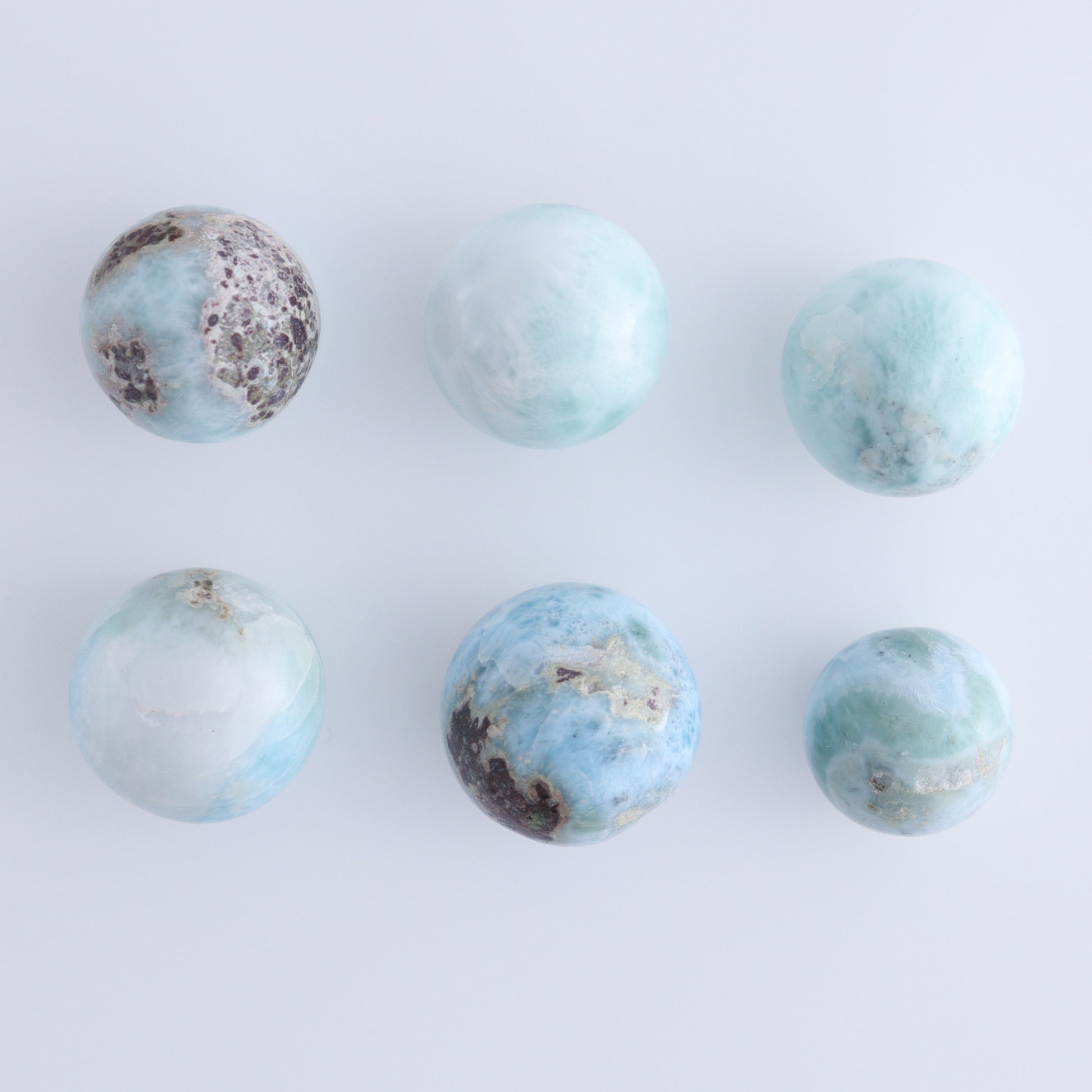 Larimar Spheres Set of 13 - Expert Wholesale and Supplier of Wholesale Crystals & Bulk Gemstones, ["Larimar","Spheres"]