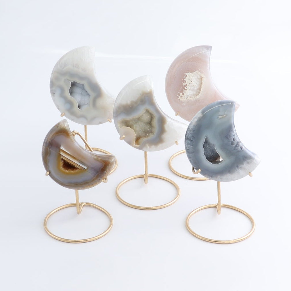 Agate Moons with Stand Set of 5 - Expert Wholesale and Supplier of Wholesale Crystals & Bulk Gemstones, ["Agate","Brazil","moons"]