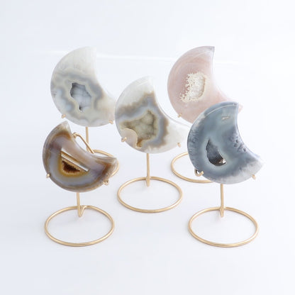 Agate Moons with Stand Set of 5 - Expert Wholesale and Supplier of Wholesale Crystals & Bulk Gemstones, ["Agate","Brazil","moons"]