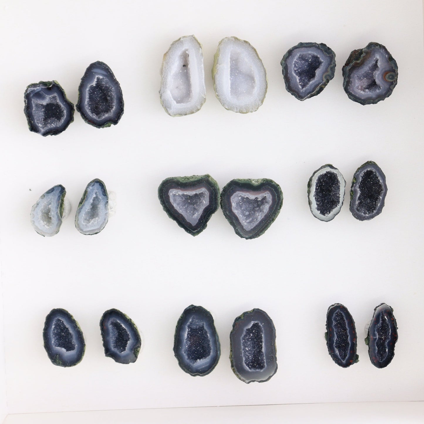 Tabasco Geodes 9 Pairs - Expert Wholesale and Supplier of Wholesale Crystals & Bulk Gemstones, ["Geodes","Tabasco Geode"]