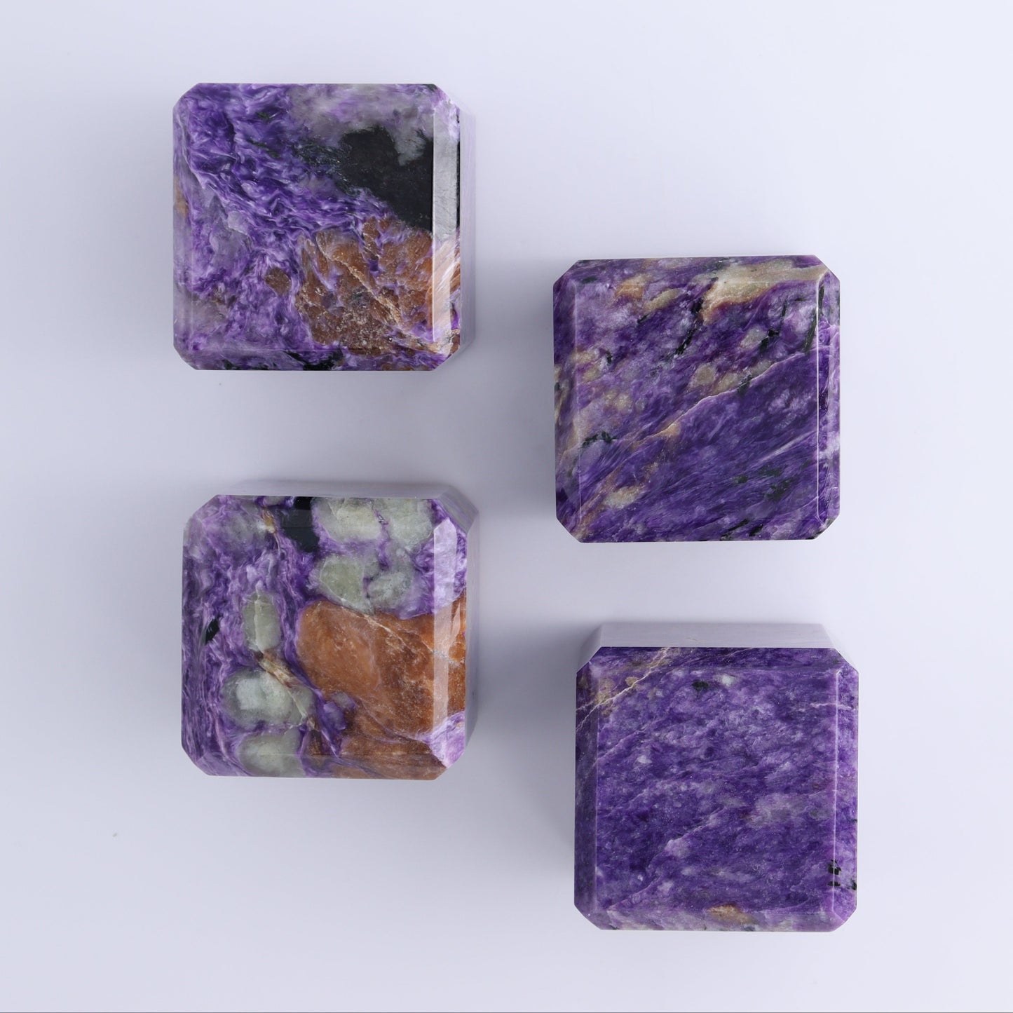 Charoite Cubes Set of 4 - Expert Wholesale and Supplier of Wholesale Crystals & Bulk Gemstones, ["Charoite","Cubes","Russia"]