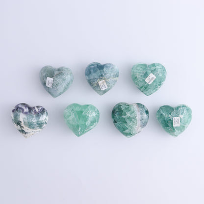 Fluorite Hearts Set of 7 - Expert Wholesale and Supplier of Wholesale Crystals & Bulk Gemstones, ["Fluorite","Hearts","Mexico"]