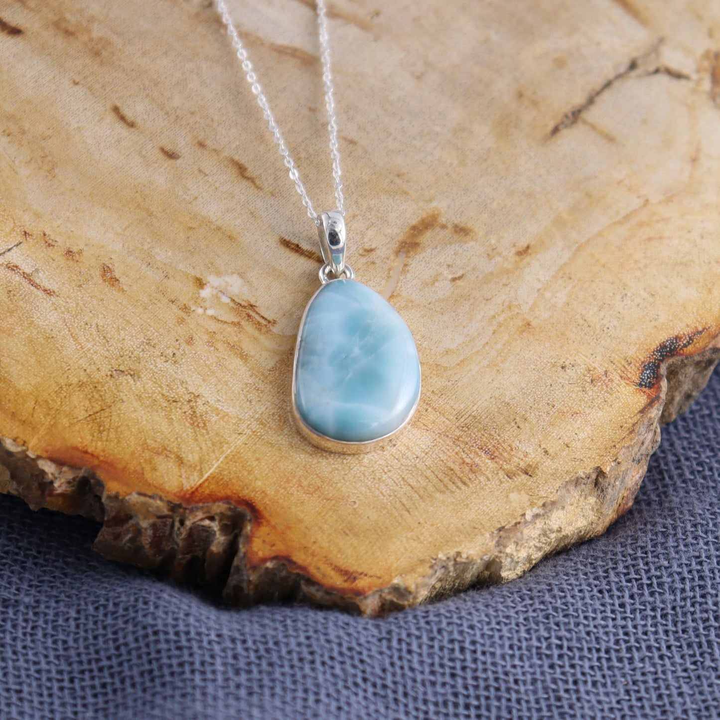 One Small Larimar Sterling Silver Pendant (chain not included) - Expert Wholesale and Supplier of Wholesale Crystals & Bulk Gemstones, ["Larimar","Pendant","sterling silver"]