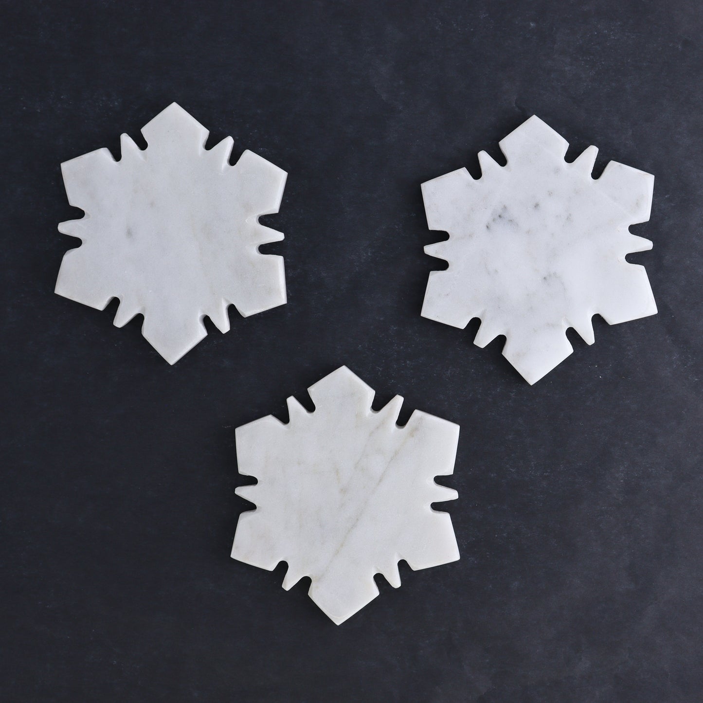 One White Marble Snowflake Coaster