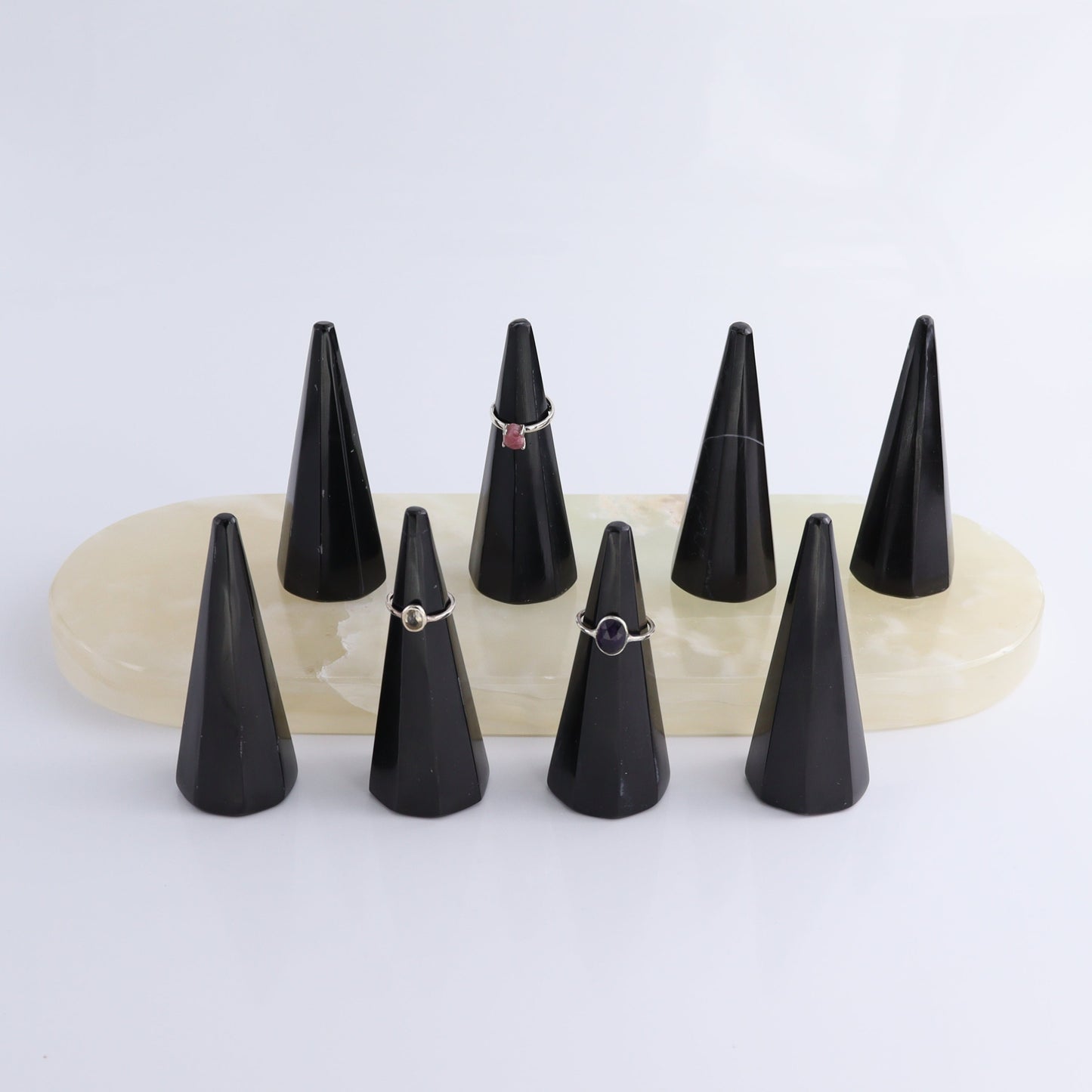 Black Marble Ring Holders Set of 8 - Expert Wholesale and Supplier of Wholesale Crystals & Bulk Gemstones, ["Black Marble","Catalog Onyx","Marble","Mexico","Ring Holder"]