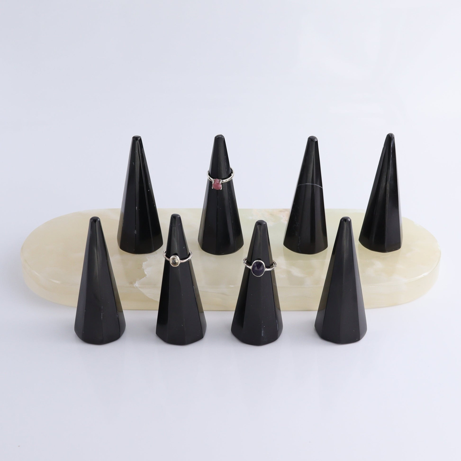 Black Marble Ring Holders Set of 8 - Expert Wholesale and Supplier of Wholesale Crystals & Bulk Gemstones, ["Black Marble","Catalog Onyx","Marble","Mexico","Ring Holder"]