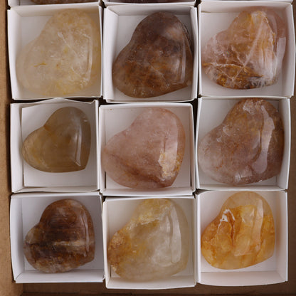 Golden Healer Hearts Set of 12 - Expert Wholesale and Supplier of Wholesale Crystals & Bulk Gemstones, ["Brazil","Golden Healer","Hearts"]