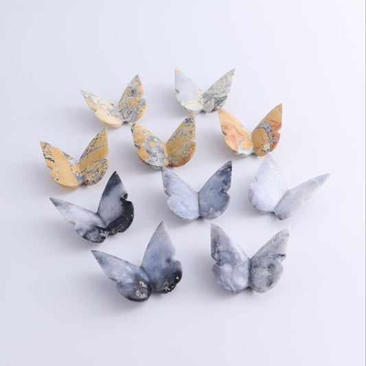 Butterflies Blue Plume Agate & Maligano Jasper Set of 10